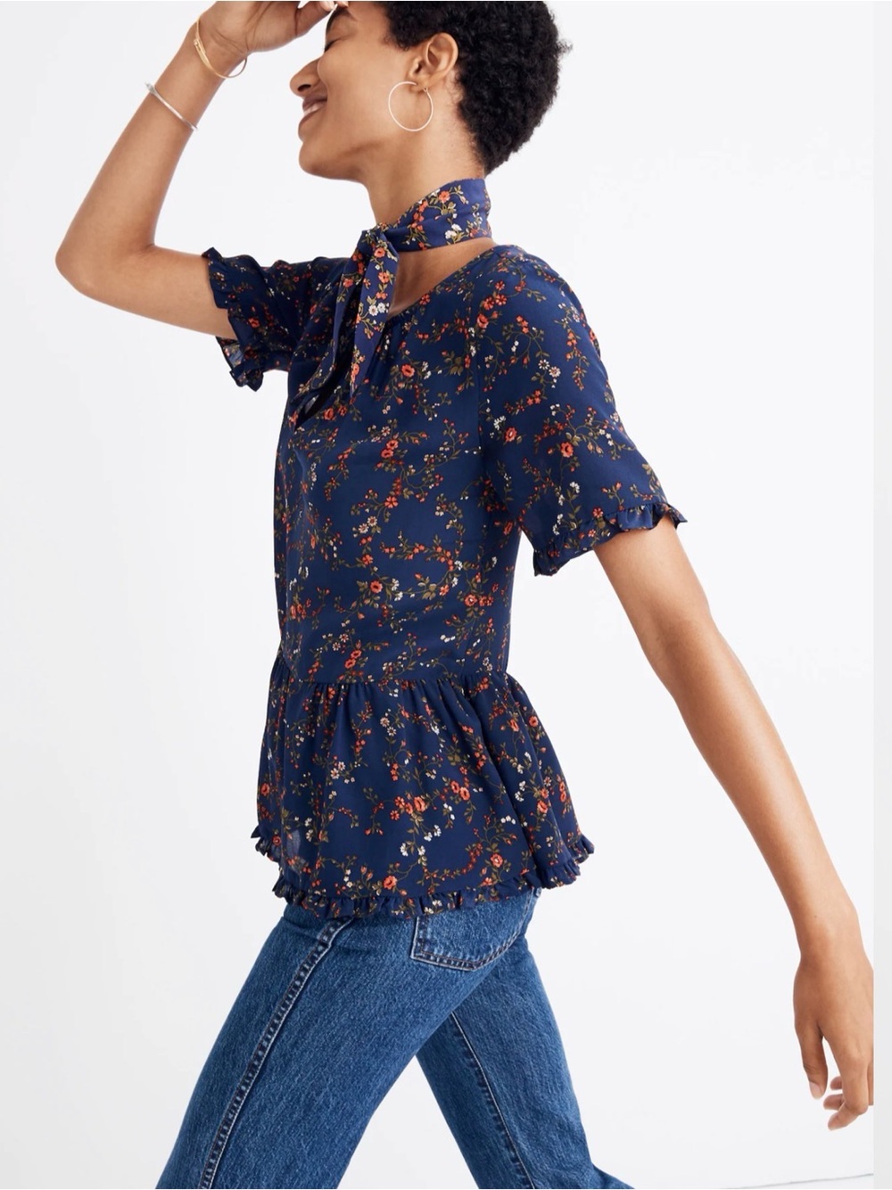 Madewell Ruffle Hem Peplum Top